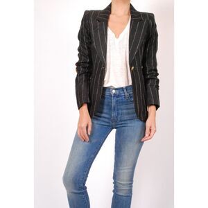 Smythe Women's Black Patch Pocket Duchess Linen Blazer Size 4